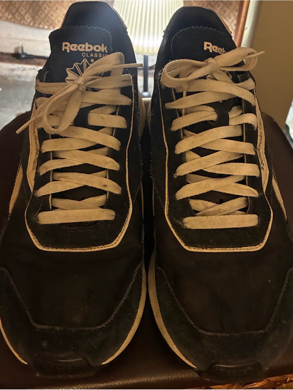 Reebok Classic Men’s Black Sneakers with White Laces
